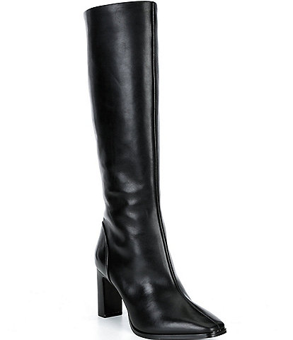 Gianni Bini Iverson Leather Slim Block Heel Tall Boots