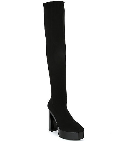 Gianni Bini Jarvis Stretch Knit Over-the-Knee Platform Boots