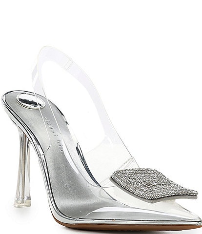 Gianni Bini Jaspar Clear Mismatched Embellished Slingback Pumps
