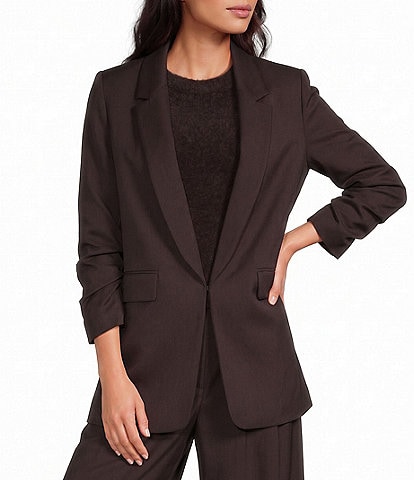 Gianni Bini Jemma Ruched 3/4 Sleeve Shawl Collar Twill Boyfriend Blazer