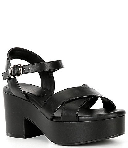 Gianni Bini Joize Leather Cross Band Platform Sandals
