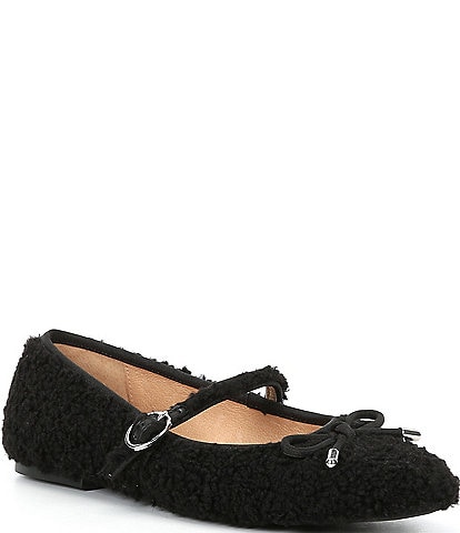 Gianni Bini JosieTwo Faux Shearling Mary Jane Ballerina Flats