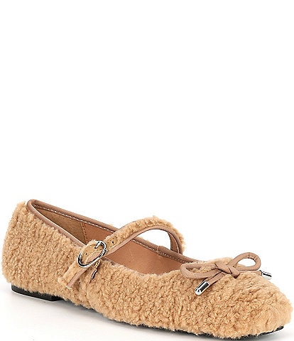 Gianni Bini JosieTwo Faux Shearling Mary Jane Ballerina Flats