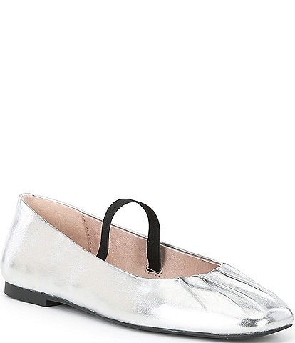 Gianni Bini Julia Ruched Leather Mary Jane Ballet Flats