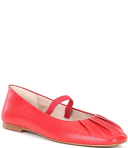 Gianni Bini Julia Ruched Leather Mary Jane Ballet Flats