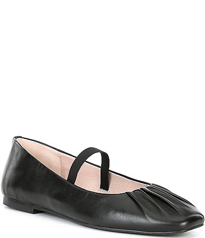 Gianni Bini Julia Ruched Leather Mary Jane Ballet Flats