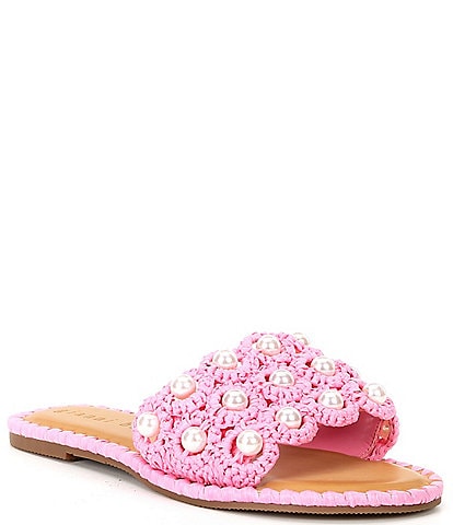 Hengde Slide Sandals Woman's Flip Flops Chevron Blue or Pink Size 6.5, 7,  7.5, 8