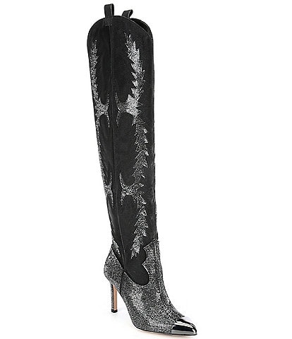 Gianni Bini KatyannaTwo Rhinestone Embellished Over-the-Knee Western Dress Boots