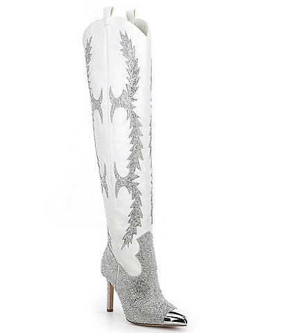 Gianni Bini KatyannaTwo Slim Calf Rhinestone Embellished Over-The-Knee Western Dress Boots