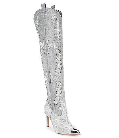Gianni Bini KatyannaTwo Wide Calf Rhinestone Embellished Over-The-Knee Western Dress Boots