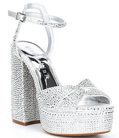 Gianni Bini Kemara Open Toe Embellished Glitter Platform Dress Sandals