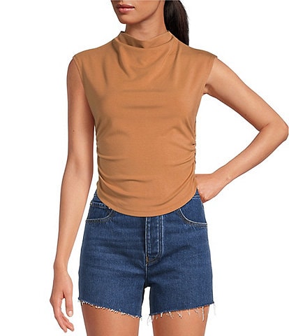 Gianni Bini Knit Mock Neck Cap Sleeve Crop Top