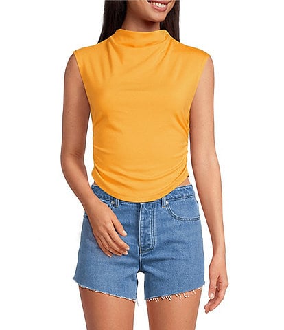Gianni Bini Knit Mock Neck Cap Sleeve Crop Top