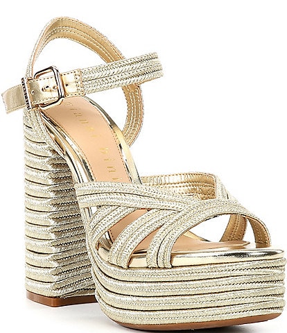 Gianni Bini Leon Metallic Jute Braided Platform Sandals
