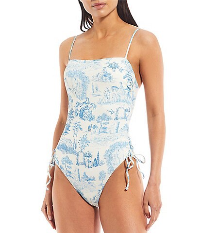 Gianni Bini Family Matching Mademoiselle Toile Ribbed Ruched Sides One Piece Swimsuit