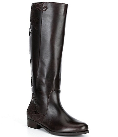 Gianni Bini Malone Embroidered Leather Tall Riding Boots