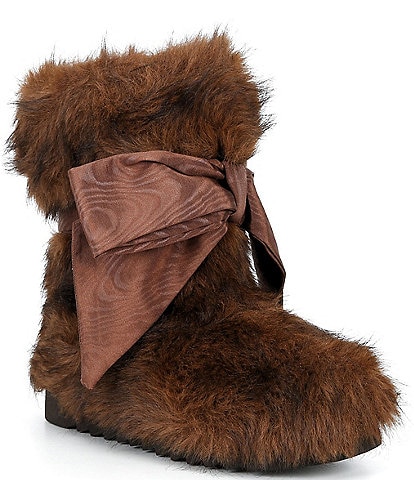Gianni Bini Mammoth Faux Fur Bow Moon Boots