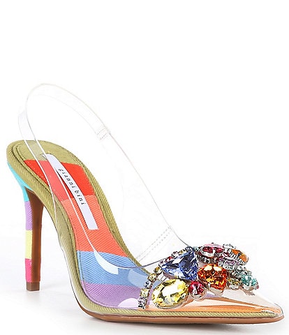 Gianni Bini Mardona Clear Rainbow Jewel Slingback Pumps