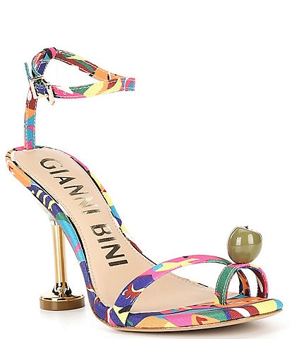 Gianni Bini Marteeny Printed Olive Martini Detail Dress Sandals