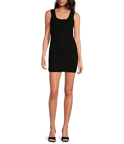 Gianni Bini Matilda Wool Blend Knit Ribbed Scoop Neck Bodycon Tank Mini Dress