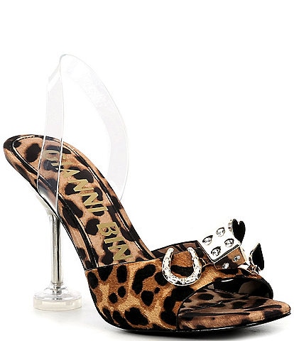 Gianni Bini Maverick Leopard Haircalf Casino Martini Heel Slingback Dress Sandals