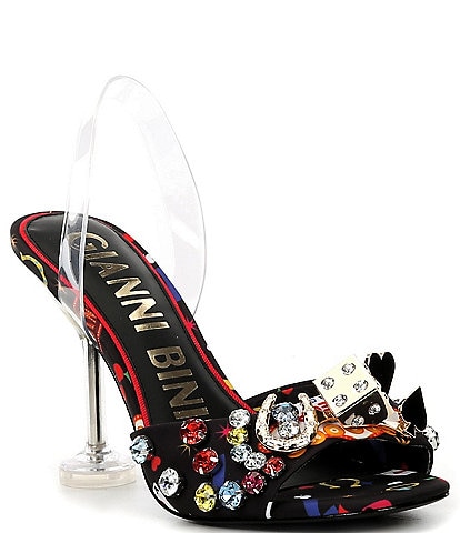 Gianni Bini Maverick Printed Casino Ornament Martini Dress Sandals