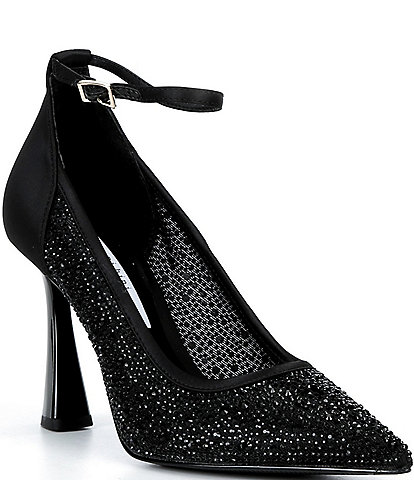 Gianni Bini Mikal Rhinestone Embellished Mesh Ankle Strap Pumps