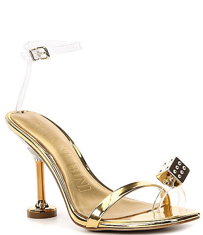 Gianni Bini Mirage Metallic Dice Toe Loop Martini Heel Dress Sandals