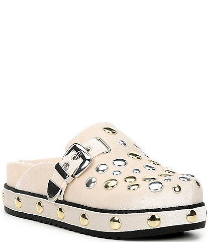 Gianni Bini Oddie Velvet Studded Platform Clogs