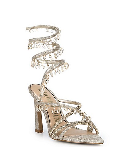 Gianni Bini Olandrea Chandelier Beaded Ankle Wrap Dress Sandals