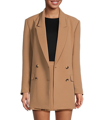 Gianni Bini Olivia Crepe Notch Lapel Long Sleeve Oversized Button Front Blazer