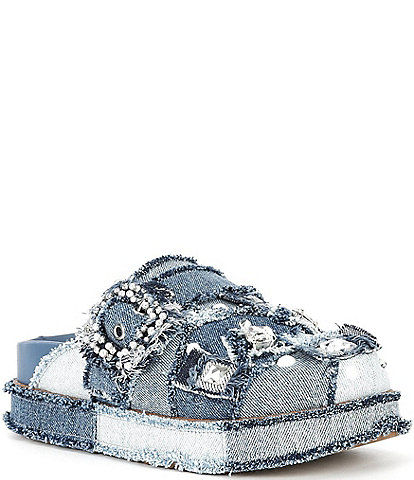 Gianni Bini Omari Denim Ornamented Platform Clogs