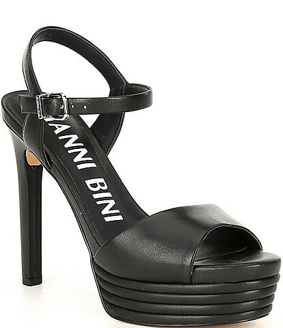 Gianni Bini Ophyliah Leather Ankle Strap Stiletto Platform Dress Sandals