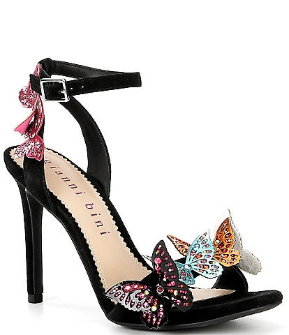 Gianni Bini Orlenna Suede Multicolor Butterfly Dress Sandals