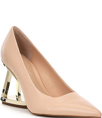 Gianni Bini Pamalaa Leather Architectural Wedge Pumps