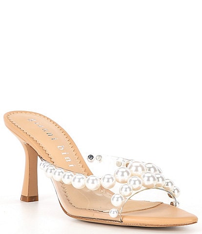 Gianni Bini Prudence Pearl Trim Clear Dress Sandals