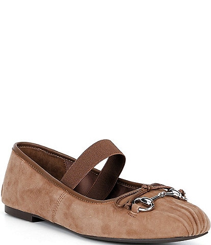 Gianni Bini Rafael Suede Bit Buckle Square Toe Ballet Flats