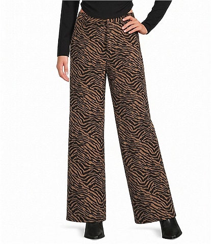 Gianni Bini Raine Tiger Printed Wide Leg Coordinating Wool Blend Pants