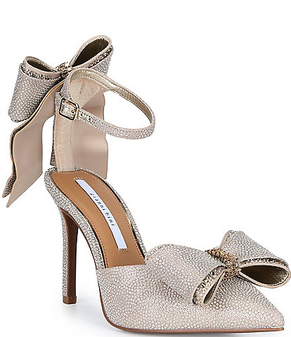 Gianni Bini Ribbon Rhinestone Embellished Bow Stiletto Pumps