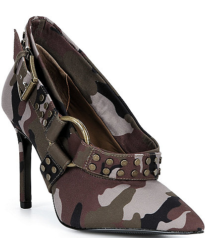 Gianni Bini Ricci Two Studded Camo Harness Stiletto Pumps
