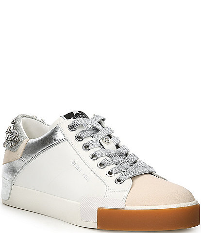 Gianni Bini Rylan Leather Suede Rhinestone Platform Sneakers