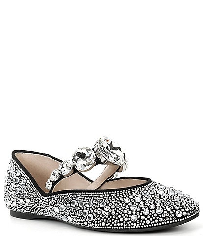 Gianni Bini Ryleah Rhinestone Jeweled Mary Jane Strap Dress Flats
