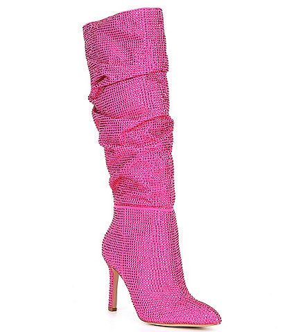 Gianni Bini Salaya Slim Calf Rhinestone Slouchy Pointed Toe Tall Boots