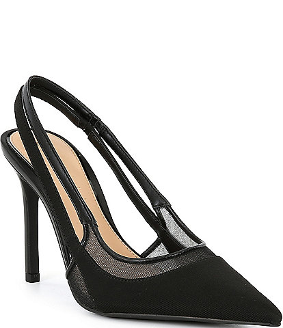 Gianni Bini Shara Neoprene Mesh Detail Slingback Pumps