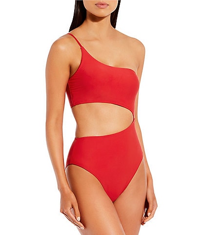 Gianni Bini Solid One Shoulder Cut-Out One Piece Swimsuit