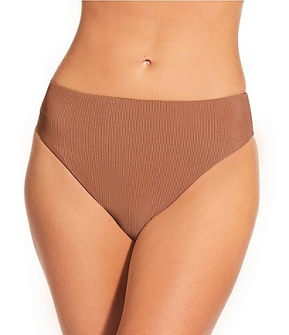 Gianni Bini Solid Ribbed High Leg High Waist Swim Bottom