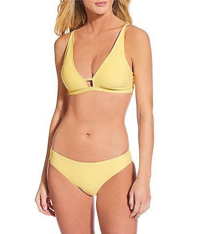 Gianni Bini Solid Strappy Back Bralette Swim Top & Retro Hipster Swim Bottom