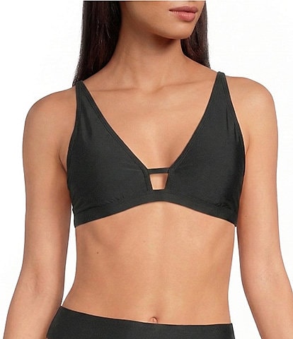 Gianni Bini Solid Strappy Back Bralette Swim Top & Solid High Waisted Cheeky Swim Bottom