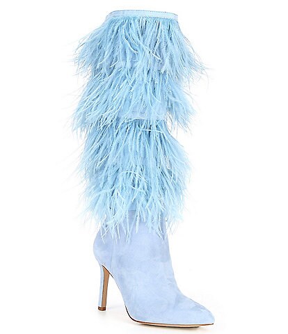 Gianni Bini Taryn Feather Embellished Pointed Toe Stiletto Boots