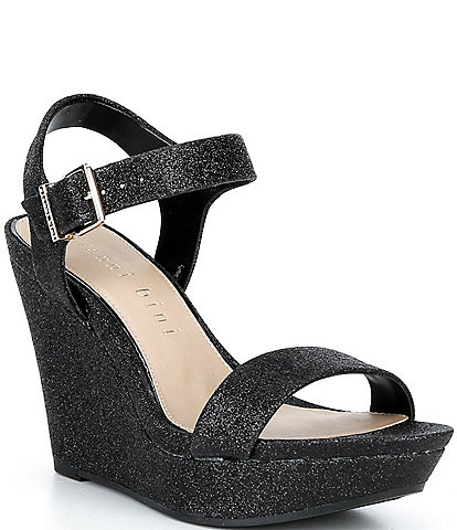 Gianni Bini Telmma Glitter Platform Wedge Sandals